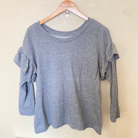 Current/Elliot sweater ruffle shoulder sleeve 0 heather grey - Picture 1 of 4